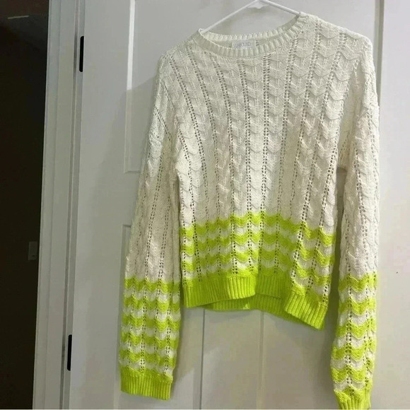 ABOUND Ivory/Green Sorbet Striped Pointella Knit Sweater Women's Size XXS, small - Picture 1 of 14